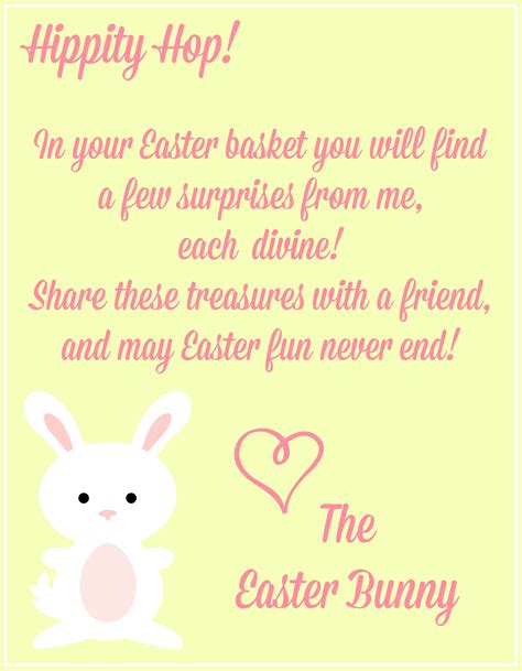 Easter Bunny Message Printable